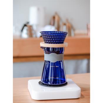 克萊因藍 手沖滴濾咖啡分享壺防燙 日式玻璃滴漏美式咖啡壺300ml
