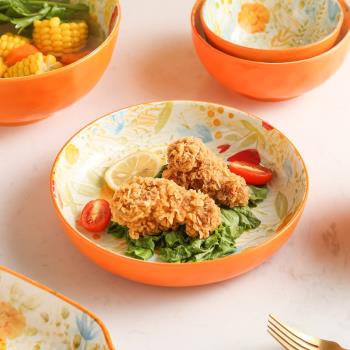 日式家用陶瓷米飯碗餐具碗碟套裝菜盤子創意釉下彩碗面碗魚盤組合