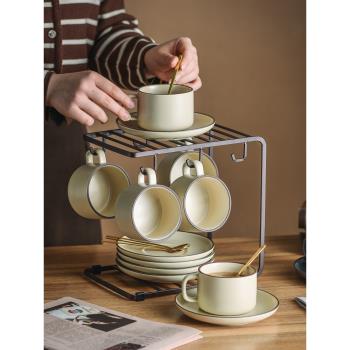 復古咖啡杯碟套裝ins網紅咖啡杯高檔精致 陶瓷茶杯茶具套裝家用杯