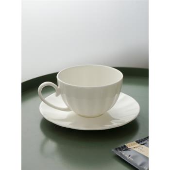 出口白瓷英式下午茶杯碟 歐式復古陶瓷杯碟拿鐵咖啡杯 骨瓷咖啡杯