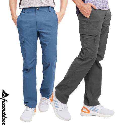 【戶外趣】男款薄款耐磨彈性 防曬 速乾9口袋 商務休閒長褲(HPM001S 灰藍/深灰)