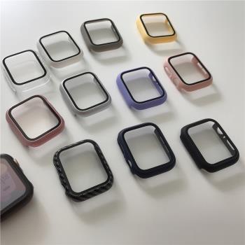 適用蘋果手表PC+鋼化膜一體式保護殼Applewatch6代全包防摔表殼