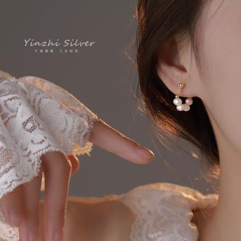 925純銀女小眾設計感珍珠耳環
