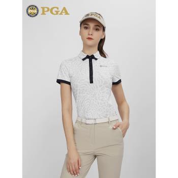 美國PGA 高爾夫服裝女裝微喇叭褲子上衣長褲運動套裝夏季短袖T恤