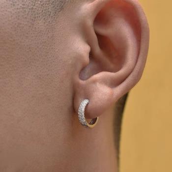 S925純銀嘻哈鋯石歐美飾品耳環