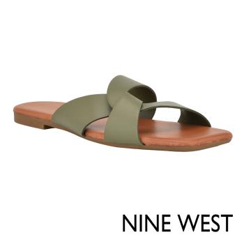 NINE WEST FINORA3交叉扭結平底拖鞋-綠色