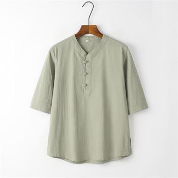 【巴黎精品】唐裝漢服上衣-短袖棉麻薄款寬鬆男上衣6色a1bx58