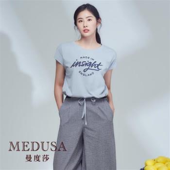 現貨【MEDUSA 曼度莎】insight 灰藍短版抽繩T恤（M-L）｜女上衣 休閒上衣 短版上衣