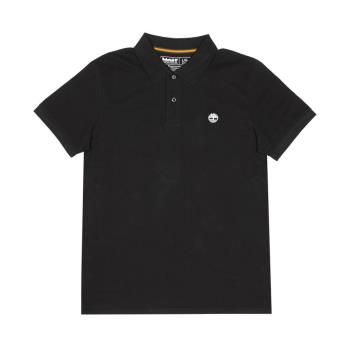 Timberland 男款黑色刺繡標誌棉質素面短袖POLO衫|A2EPM001