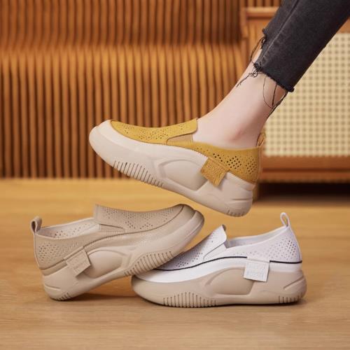 【LN】★透網圓頭軟皮樂福鞋(厚底/休閒/女鞋/復古)