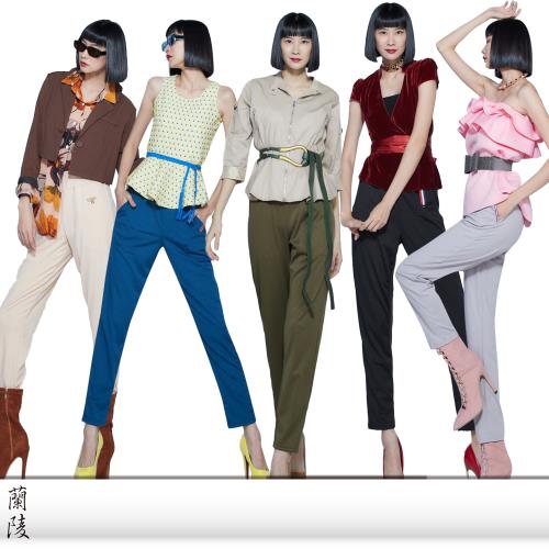 蘭陵(5入)細緻素色口袋絲緞造型長褲L03-43