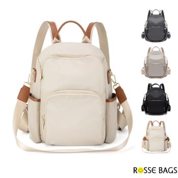 【Rosse Bags】旅行通勤兩用防盜牛津布後背包(現+預  深灰色／黑色／杏棕色／杏灰色)