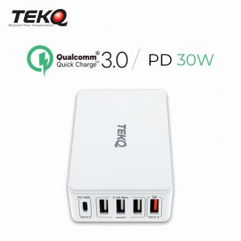 【TEKQ】5孔 63W USB-C/USB PD QC 旅充 五合一多功能充電器