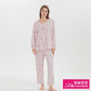【蕾妮塔塔】條紋小鳥 針織長袖兩件式睡衣(R27203兩色可選)