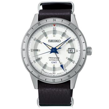 SEIKO精工 PRESAGE 製錶110週年 復刻60年代 GMT機械腕錶 (4R34-00E0J/SSK015J1) SK044