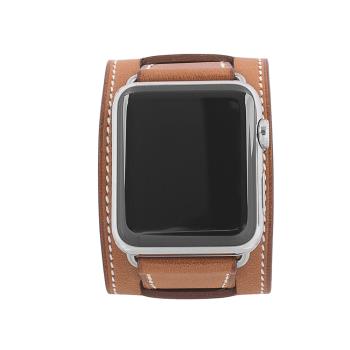 HERMES 不鏽鋼銀寬錶帶Apple Watch(42mm)(金棕色)_展示品