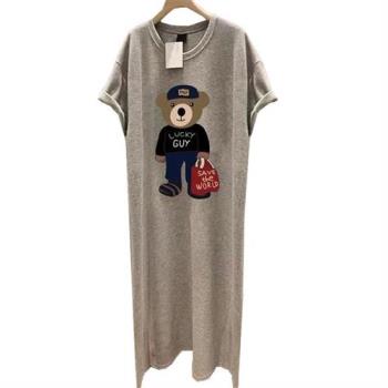 【韓國K.W.】(現貨)灰底小熊俏皮寬鬆睡衣居家服