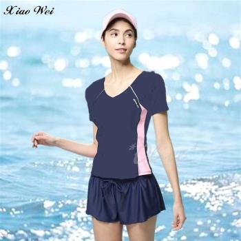 【沙麗品牌 】 流行大女短袖二件式泳裝 NO.231118A-加大款