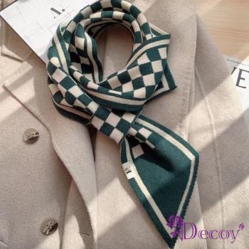 【Decoy】棋盤幾何＊針織保暖交叉小脖圍領巾 多色可選