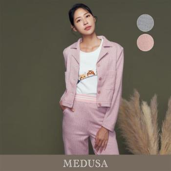 現貨 MEDUSA 曼度莎 千鳥格絨感西裝外套 - 2色(M-XL)|女翻領外套 墊肩外套 套裝外套
