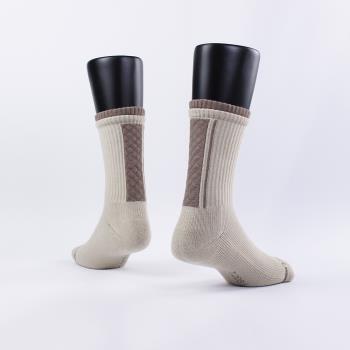 【FOOTER除臭襪】绗縫高筒登山襪-男款(T208L/XL-沙)