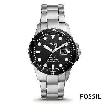 FOSSIL 率性耐看幾何時刻黑錶盤腕錶 FS5652