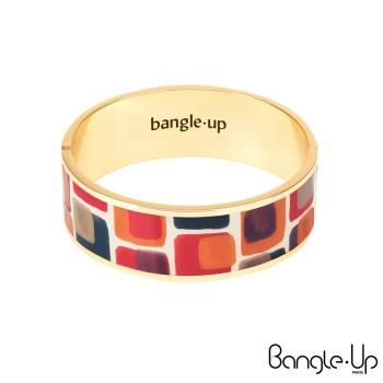 法國 Bangle up 手繪幾何色塊琺瑯鍍金手環(熱情紅)