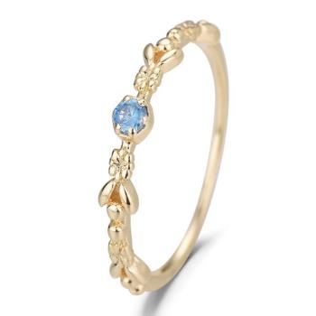 ANGEL 海藍寶石珍珠復古細戒面戒指(3色可選)