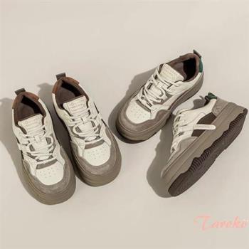  Taroko 復古日系拼色休閒厚底板鞋(2色可選)