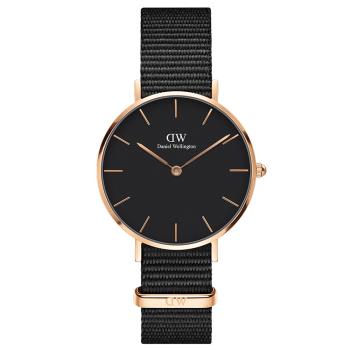 DW Daniel Wellington 典雅康沃爾全黑NATO錶帶石英腕錶-金框/32mm(DW00100215)