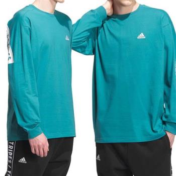 Adidas Word L/S Tee 男女 藍綠 休閒 寬鬆 居家 T恤 長袖 IK7345