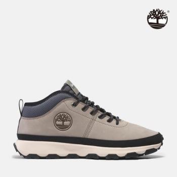 Timberland 男款淺灰褐色中筒休閒鞋|A6A4VEO2