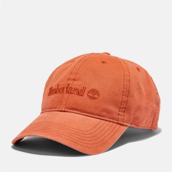 Timberland 中性款橘紅色棉質帆布棒球帽|A1F54W78