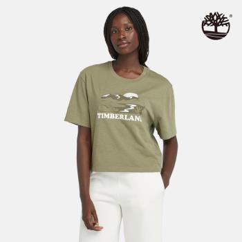 Timberland 女款灰綠色圖案短袖T恤|A5PVX590