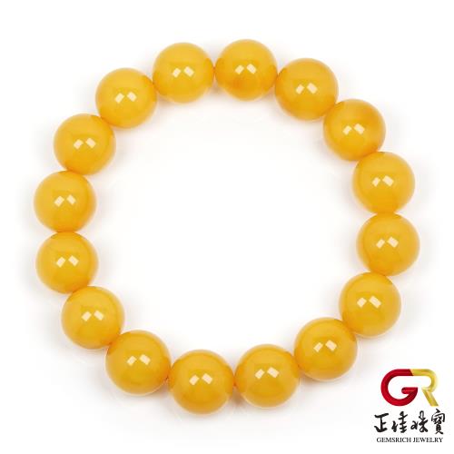 【正佳珠寶】老蜜蠟琥珀 頂級陽橙老蜜 12.8-13.3mm 老蜜蠟手珠|日本彈力繩