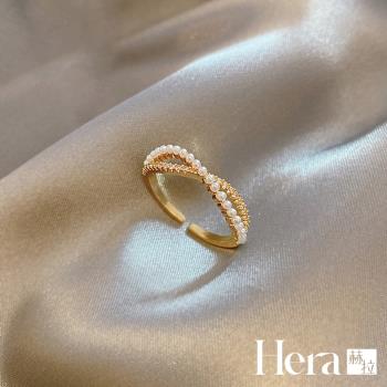 【Hera 赫拉】日系輕奢氣質時尚交叉珍珠戒指 H112122604