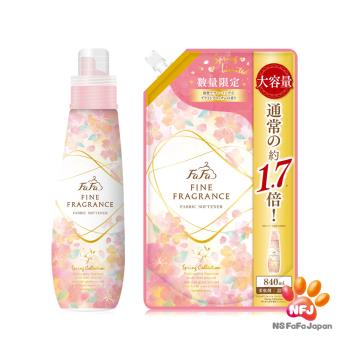 日本FaFa 櫻花限量版香水柔軟精600ml+補充包840ml