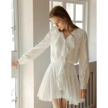 【女神婚紗禮服】漂亮白色法式荷葉邊仙女風-半裙BL24003