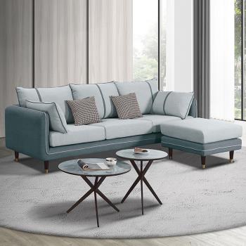 Boden-艾諾西L型灰色布面獨立筒沙發組-附抱枕(三人座+腳椅)