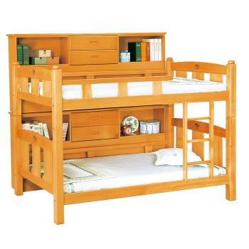 【唯熙傢俱】比特檜木色3.5尺床邊櫃雙層床組