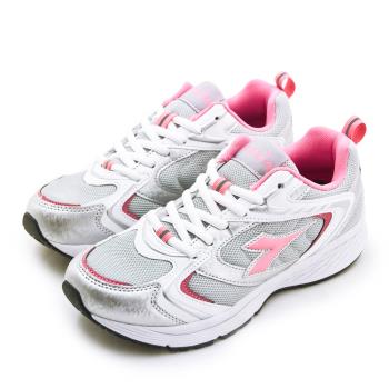 【DIADORA】女 迪亞多那 專業輕量復古慢跑鞋 E楦反光系列 灰粉白 33673