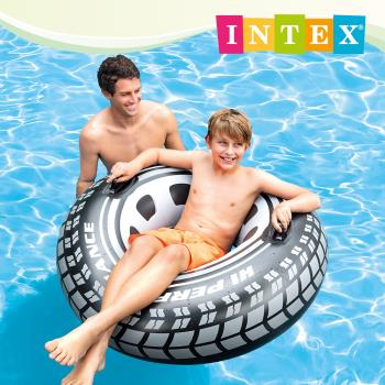INTEX 酷輪胎帶扶手游泳圈114cm 適用9歲+ (56268)