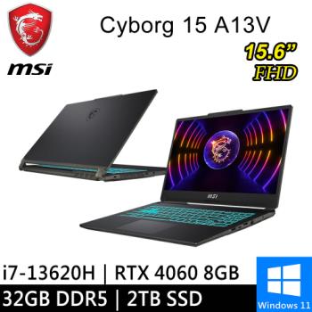 微星 Cyborg 15 A13VFK-831TW-SP5 15.6吋 黑(i7-13620H/16G+16G/2TB/RTX4060 8G)特仕筆電