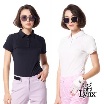 【Lynx Golf】女款合身版日本進口素材抗菌除臭機能後背LOGO立體凸印設計短袖POLO衫/高爾夫球衫-白色