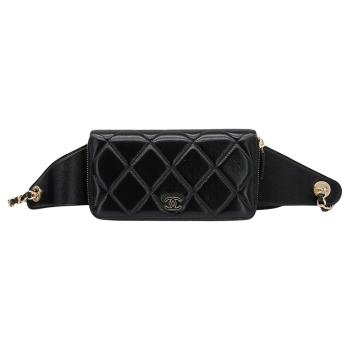 二手品 Chanel 淡金雙C羊皮腰包(AP1197-黑)