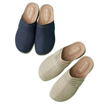 Taroko 簡約單色包頭鏤空透氣坡跟拖鞋(2色可選)