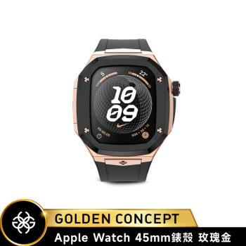 【Golden Concept】Apple Watch 45mm 玫瑰金錶框 黑橡膠錶帶 WC-SPIII45-RG-BK