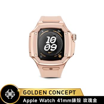 【Golden Concept】Apple Watch 41mm錶殼 玫瑰金錶框 玫瑰金橡膠錶帶 WC-SPIII41-RG