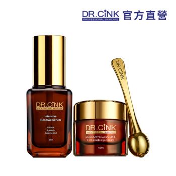 DR.CINK達特聖克 花蜜抗皺新手組 逆齡抗痕花蜜賦活眼霜 15ml+逆齡亮眼導入按摩棒 1入+(升級)抗皺精華液 30ml