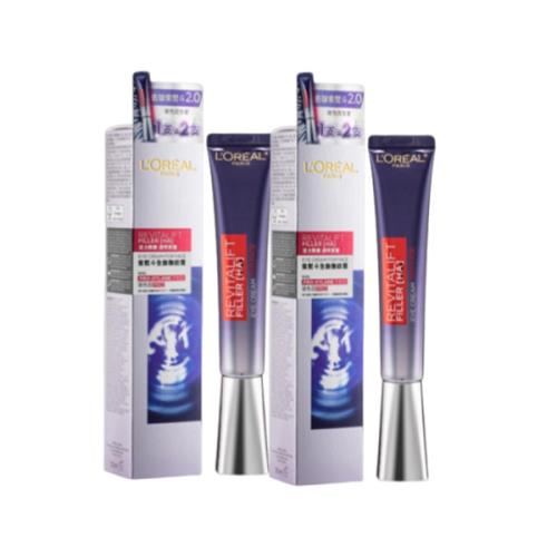 LOREAL PARIS 新升級Pro版 玻尿酸眼霜級撫紋精華霜30mlX2入組-紫熨斗(航空版)